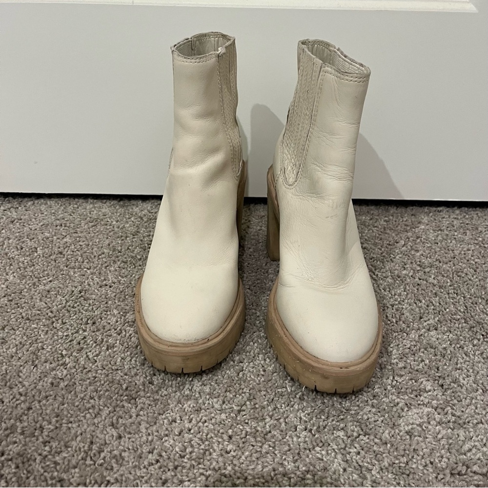 Dolce Vita Cream Heeled Boots - Picture 2 of 5